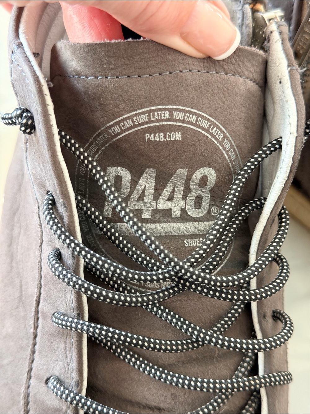P448 Men's Gray Suede Low-Top Sneakers with Contrast Laces